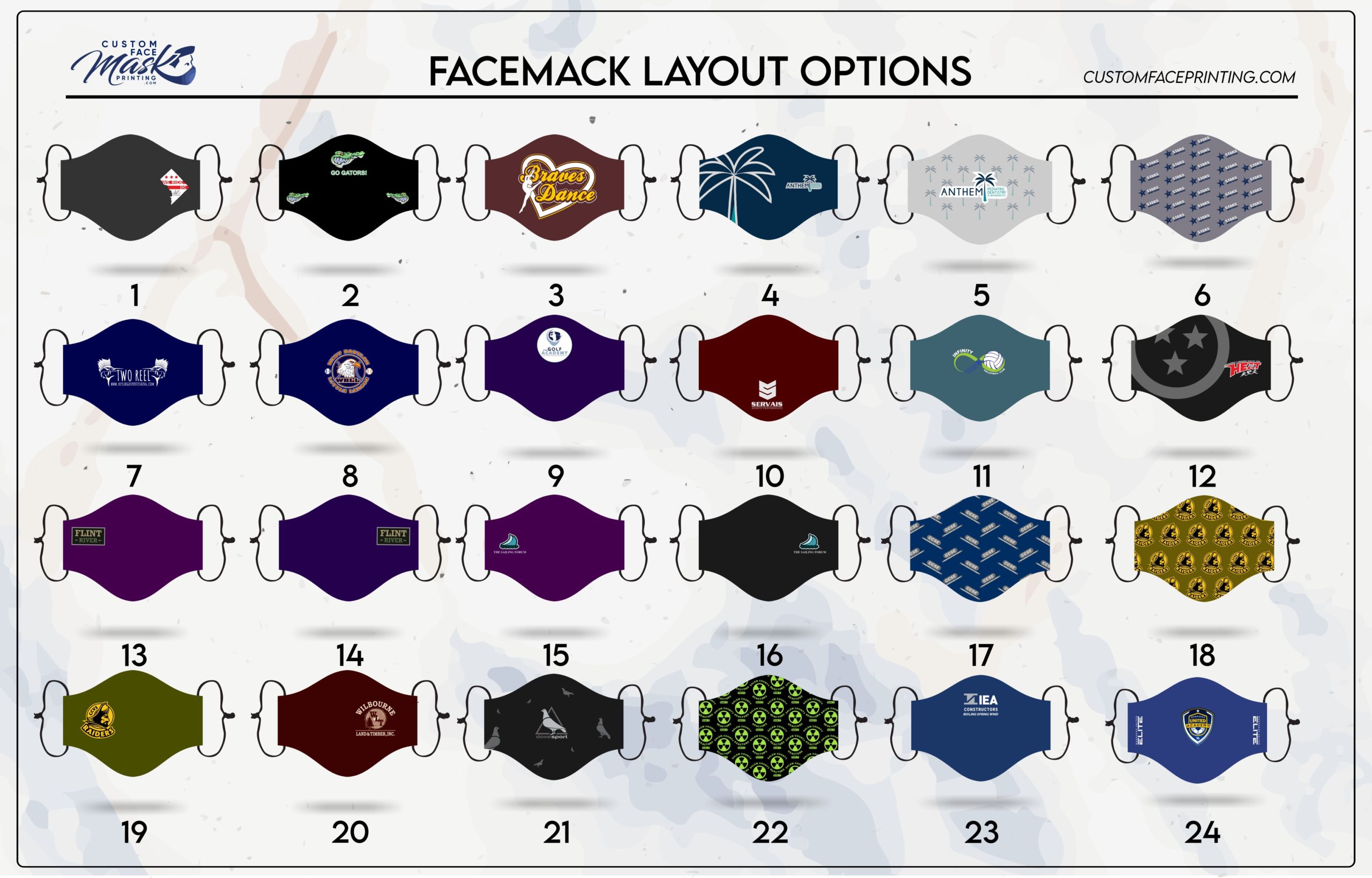 Custom Face Mask Layout Options 